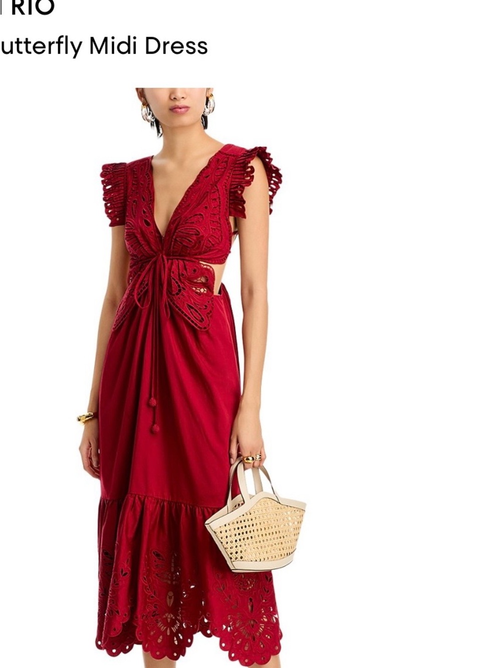 Farm rio red butterfly midi dress size small new without tags